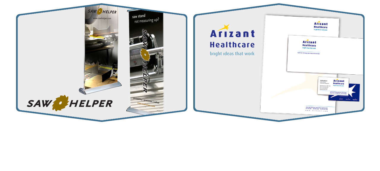 sawhelper logo and arizant healthcare identity 